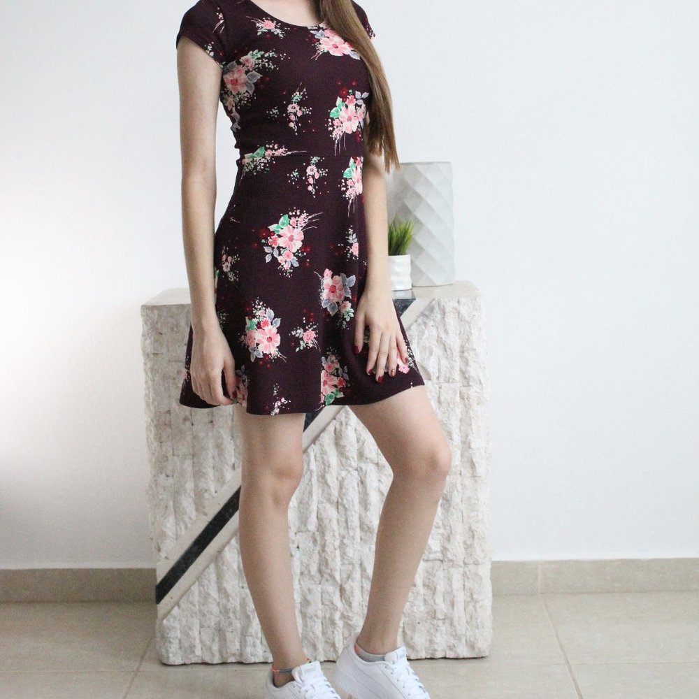 Burgundy Floral Dress